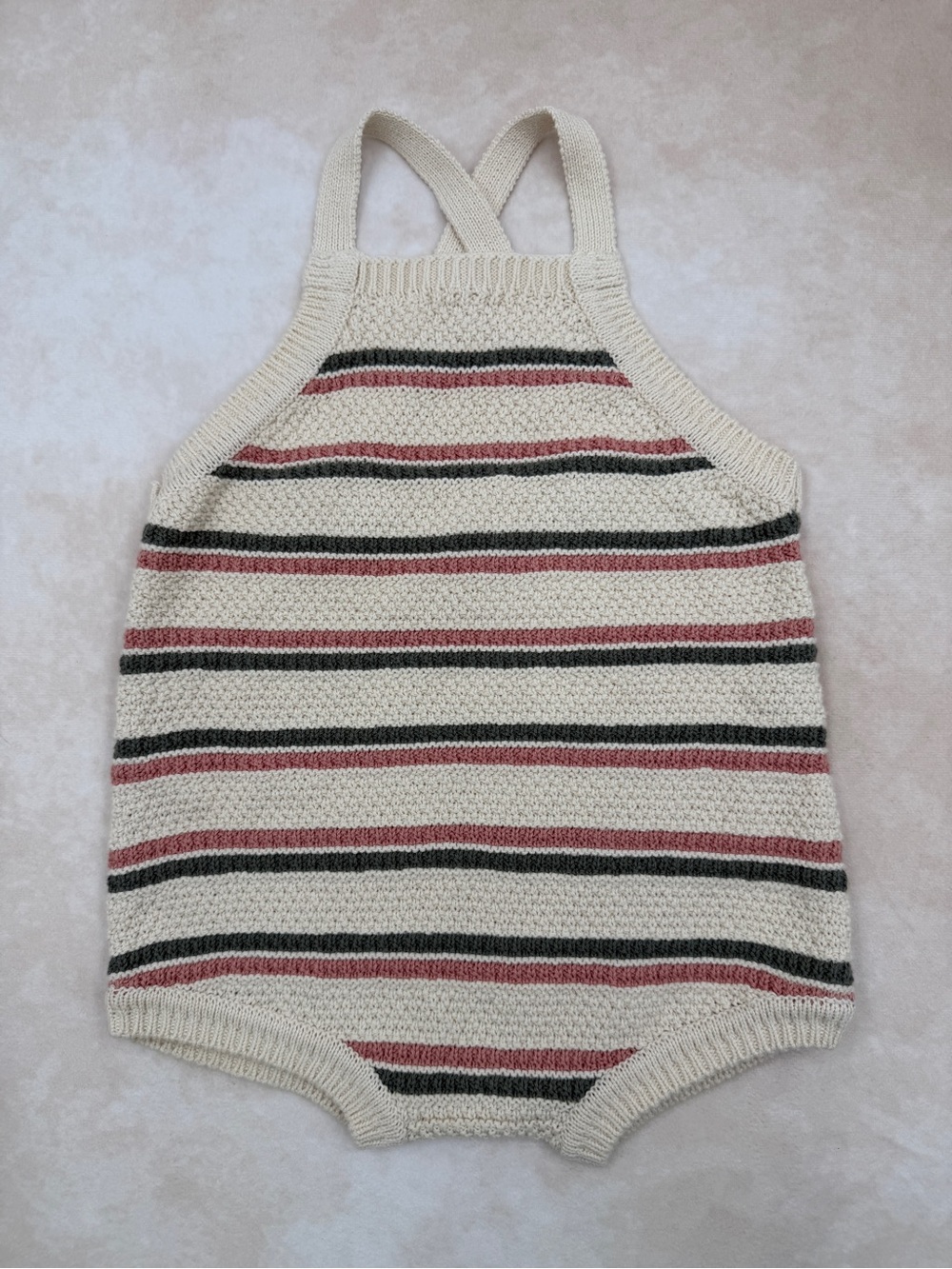New Rylee + Cru Knit Romper in Cream, Dusty Rose & Green